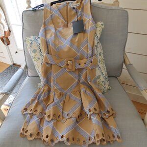 NWT En Saison Taupe Blue dress sz S